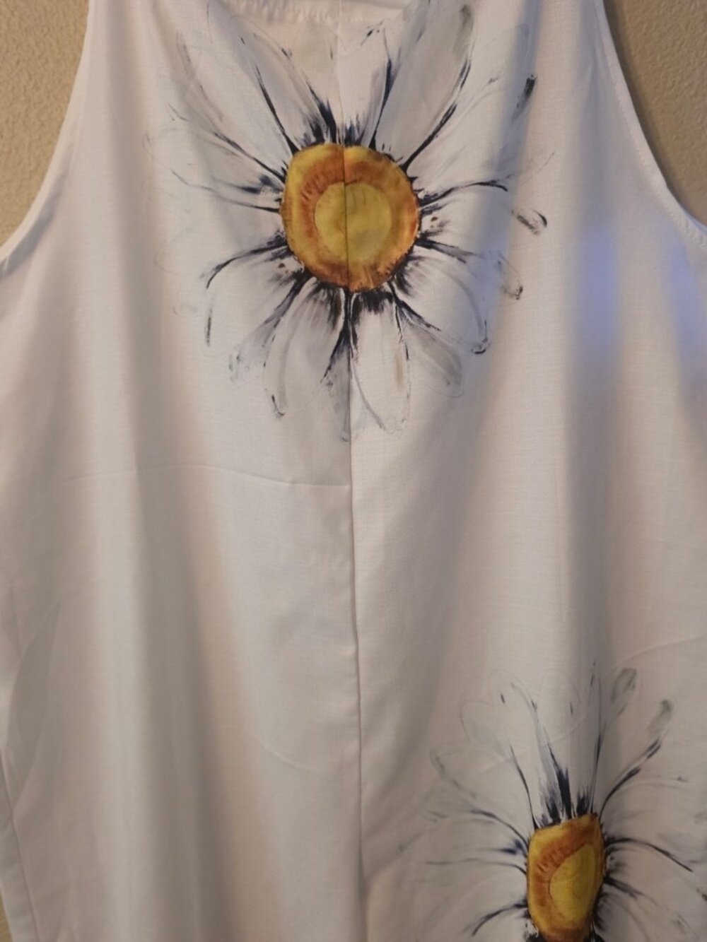 White Wide-Leg Jumpsuit with Yellow Sunflower Prints - Picture 4 of 5